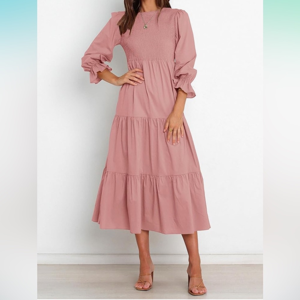 Women Casual Long Sleeve Dress Fall Dresses 2024 Solid Color Boho Long Dresses